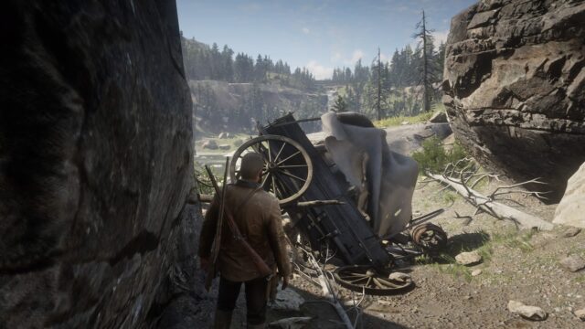 「RDR2」滑落した馬車